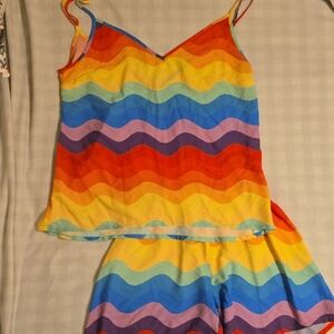 Colorful Rainbow Wave Tank and Shorts Set